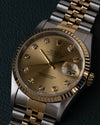 Champagne Big Diamond Rolex Datejust 16233 from 1995 Full Set