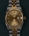Champagne Big Diamond Rolex Datejust 16233 from 1995 Full Set