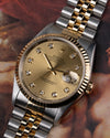 Champagne Big Diamond Rolex Datejust 16233 from 1995 Full Set