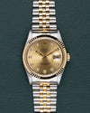 Champagne Big Diamond Rolex Datejust 16233 from 1995 Full Set