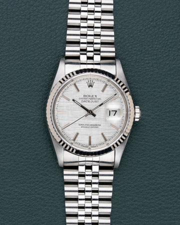 Rolex Datejust 16234 Silver Linnen Dial