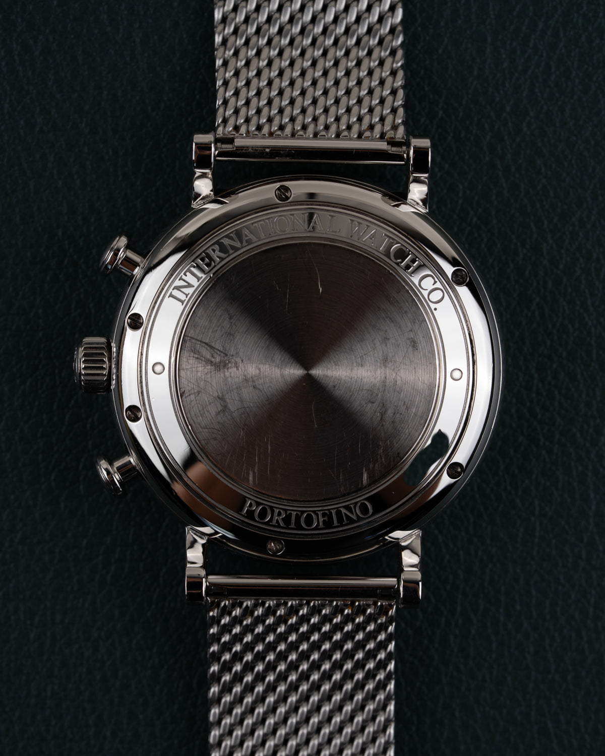 IWC Portofino Chronograph IW391009 - gesloten stalen caseback met gravure International Watch Co Portofino