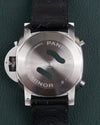 Panerai Luminor Chronograph PAM01109 - gesloten stalen caseback met graveringen Panerai en Luminor