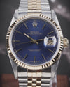 Blue Rolex Datejust 16233 from 1993 Full Set