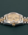 Rolex Datejust 16233 Champagne Dial - zijaanzicht van de kast met kroon