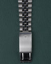 Rolex Datejust 16234 Blue Dial 1991 - Close-up van de geopende vouwsluiting van de jubilee-band met het Rolex kroonlogo